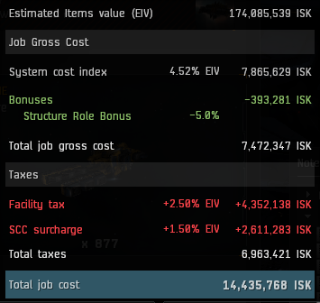 EVE Online Industry Formula - Job Installation Costs